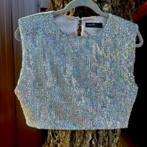 Vintage Silver Sequin Top